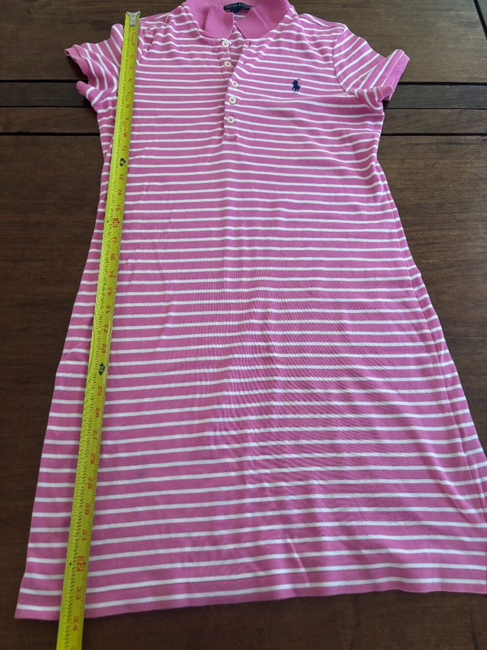Ralph Lauren Pink & White Striped Polo Shirt Dress Short Sleeve